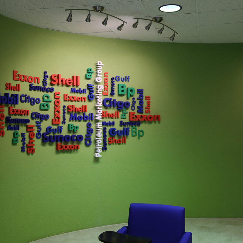 PMG (Petroleum Marketing Group) company word cloud installation